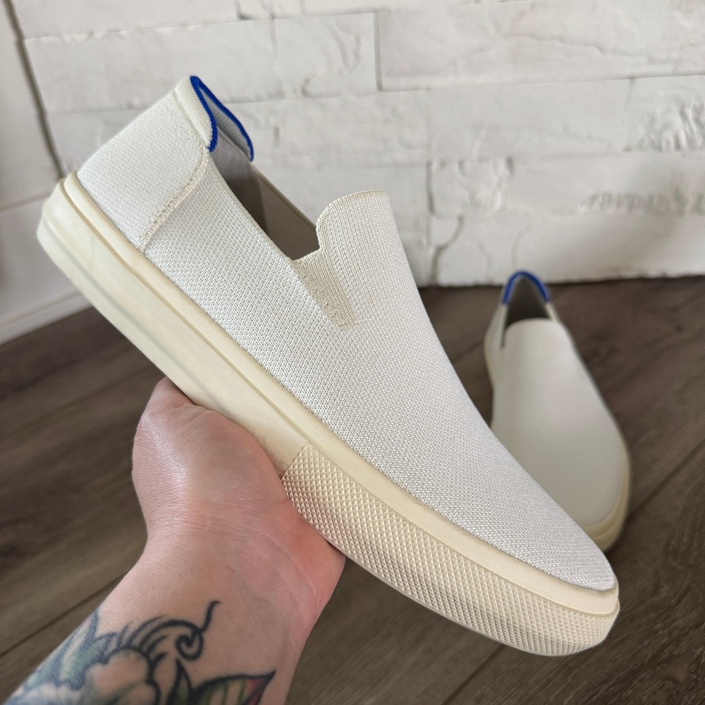 Rothy's Ravello Loafer Sneaker Beige Knit Mens Size 10 Slip On Casual Shoes EUC